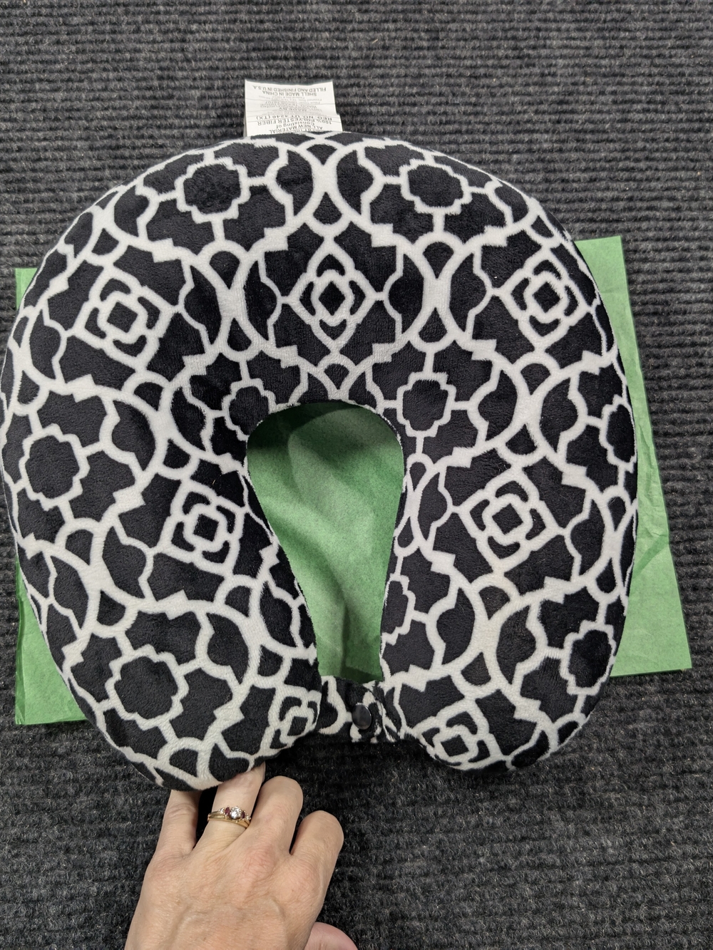 Source Unknown Black and White Geo Pattern Travel Neck Pillow